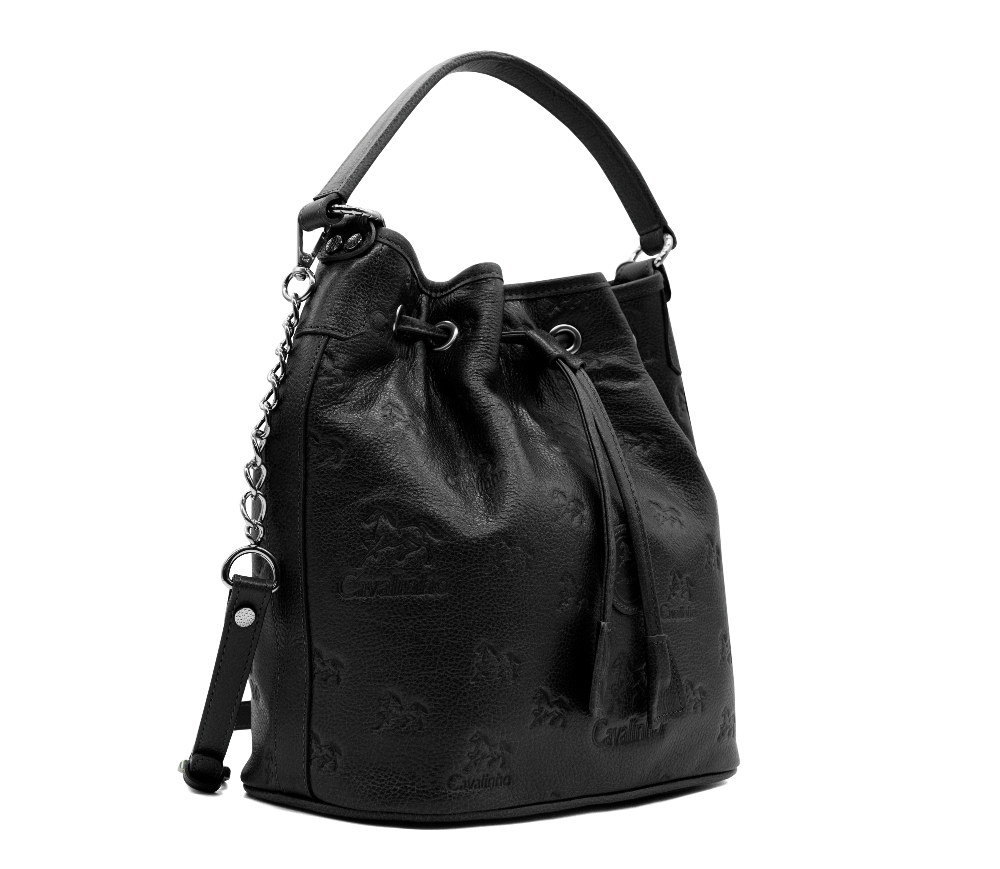 Cavalinho Cavalo Lusitano Leather Bucket Bag sku 18090281.01 #color_black