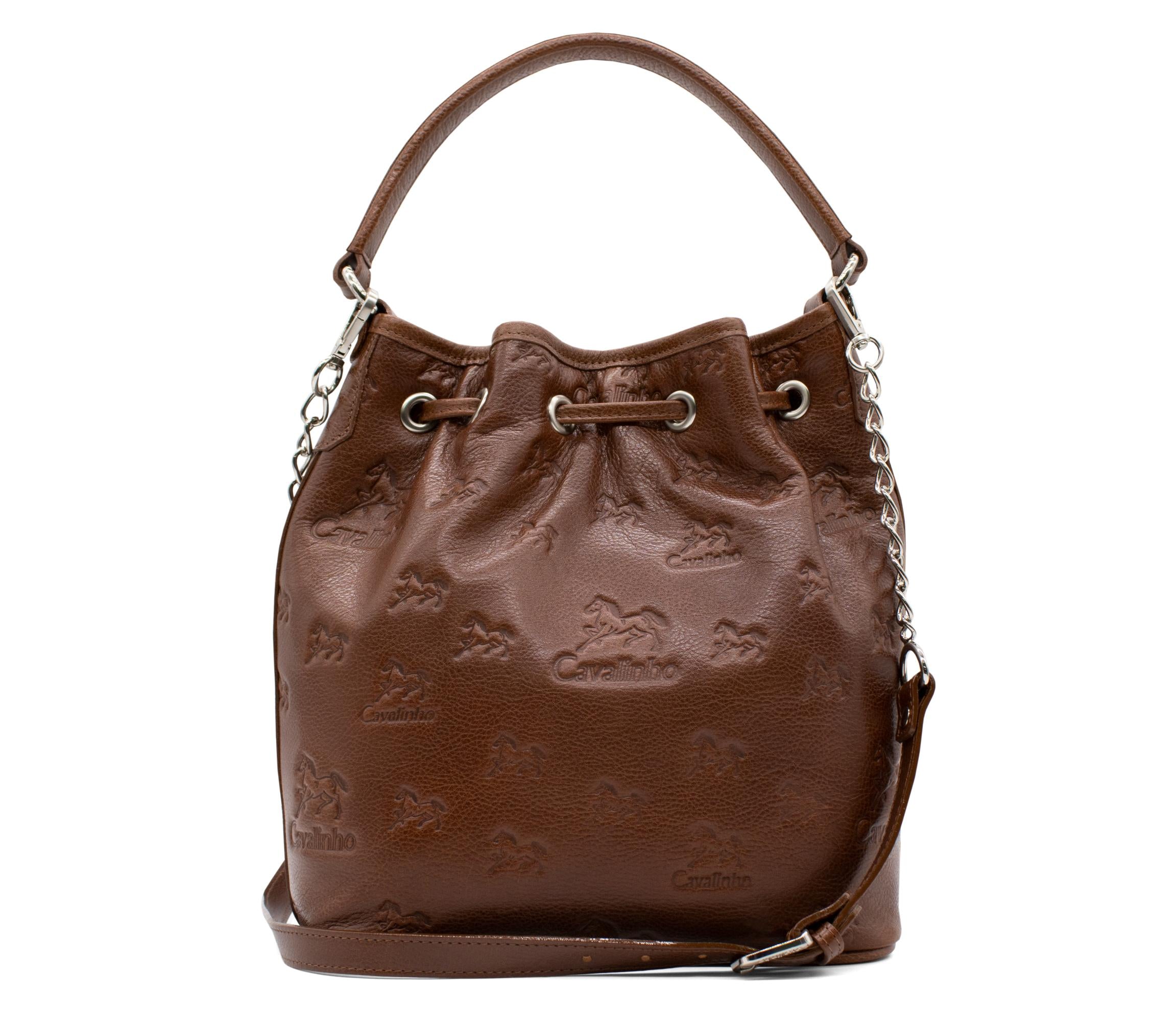 Cavalinho Cavalo Lusitano Leather Bucket Bag sku 18090281.13 #color_saddlebrown