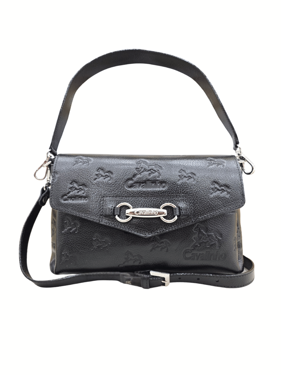 Cavalinho Cavalo Lusitano 3 in 1: Leather Clutch, Handbag or Crossbody Bag SKU 18090546.01 #color_black