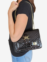 Cavalinho Gallop Patent Leather Shoulder Bag SKU 18170471.01 #color_black