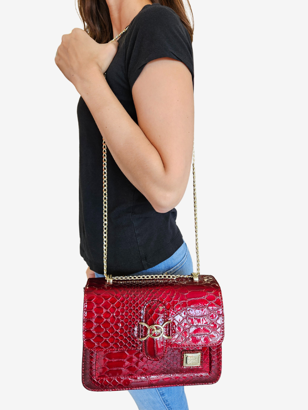 Cavalinho Gallop Patent Leather Shoulder Bag SKU 18170471.04 #color_red