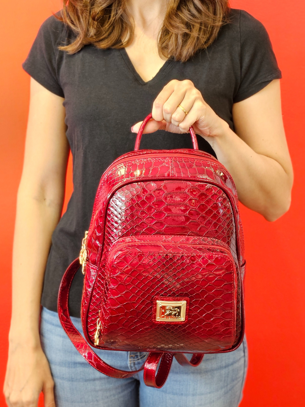 Cavalinho Gallop Patent Leather Backpack SKU 18170525.04 #color_red