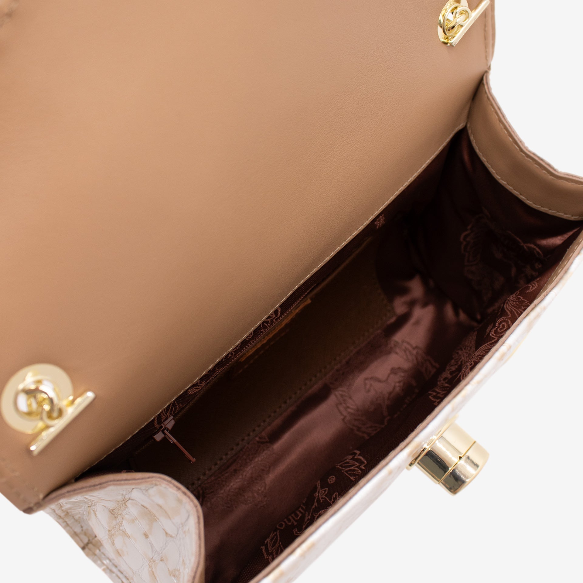 Cavalinho Gallop Patent Leather Clutch or Shoulder Bag SKU 18170535.31 #color_beige / white