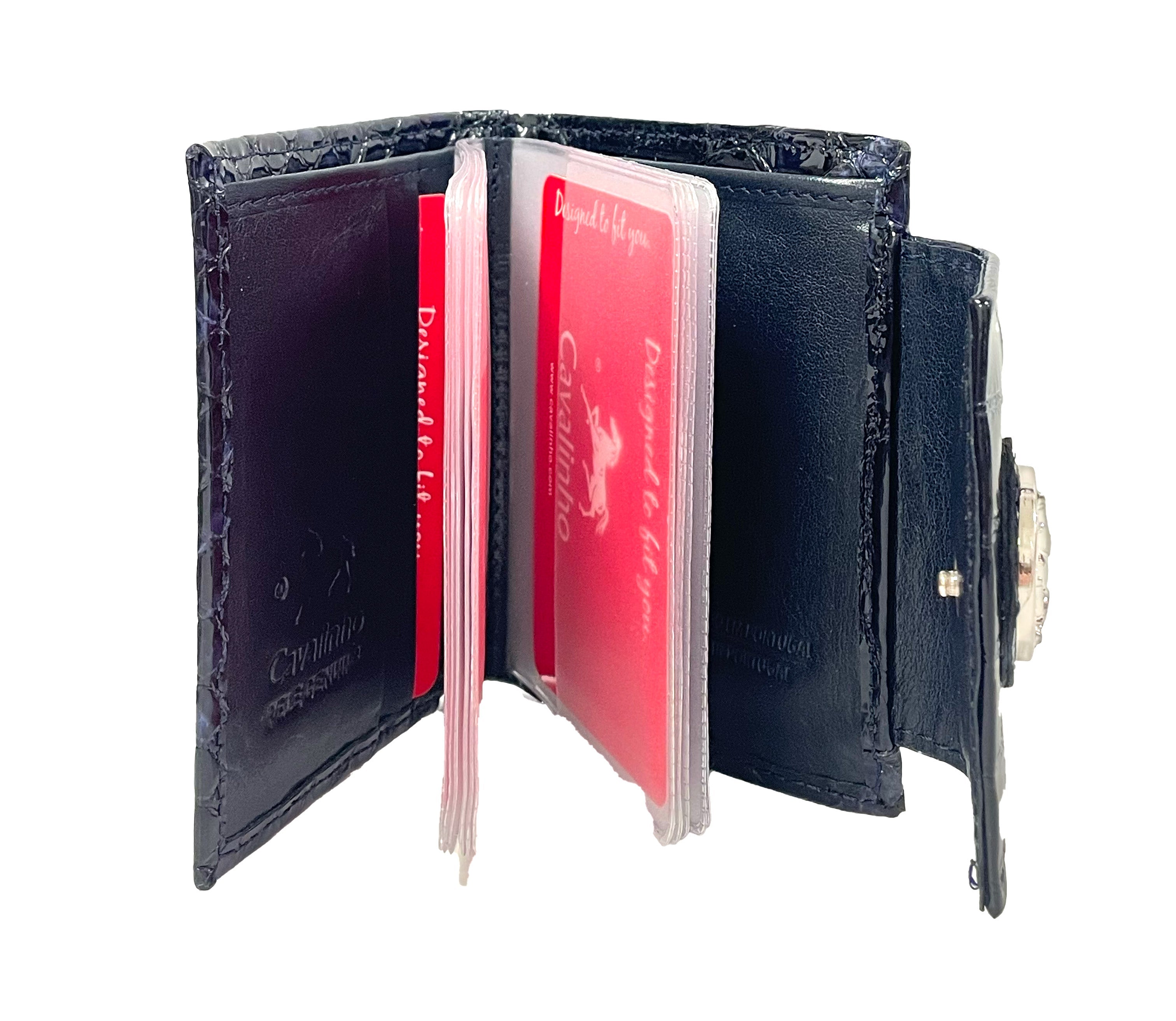 Cavalinho Gallop Patent Leather Card Holder Wallet for Women SKU 28170279.03 #color_Navy