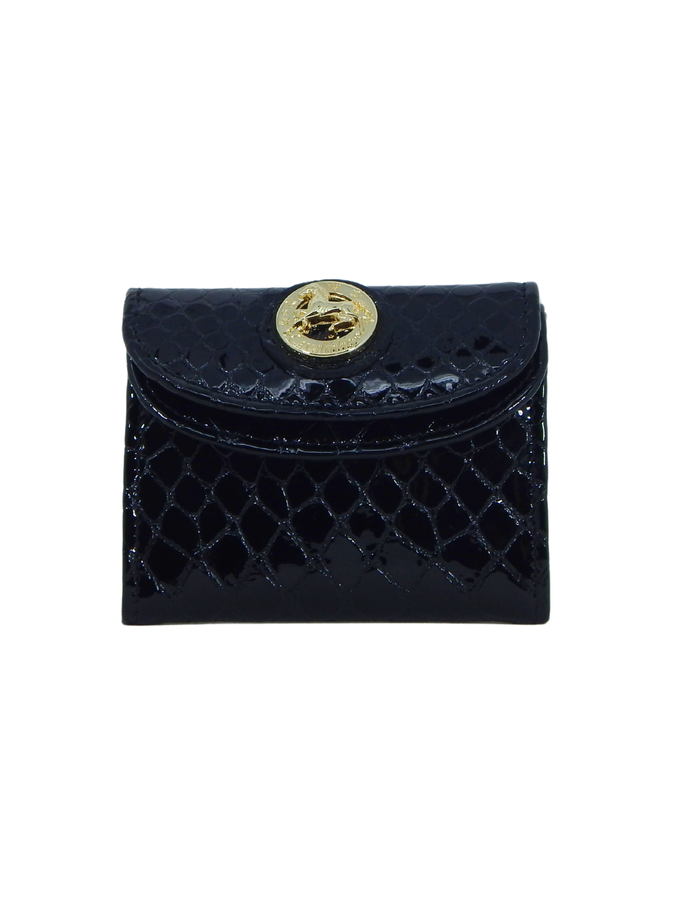 Cavalinho Gallop Compact Patent Leather Wallet SKU 28170574.01 #color_black