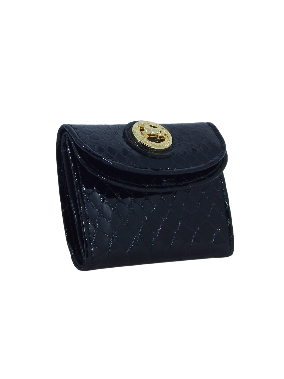 Cavalinho Gallop Compact Patent Leather Wallet SKU 28170574.01 #color_black