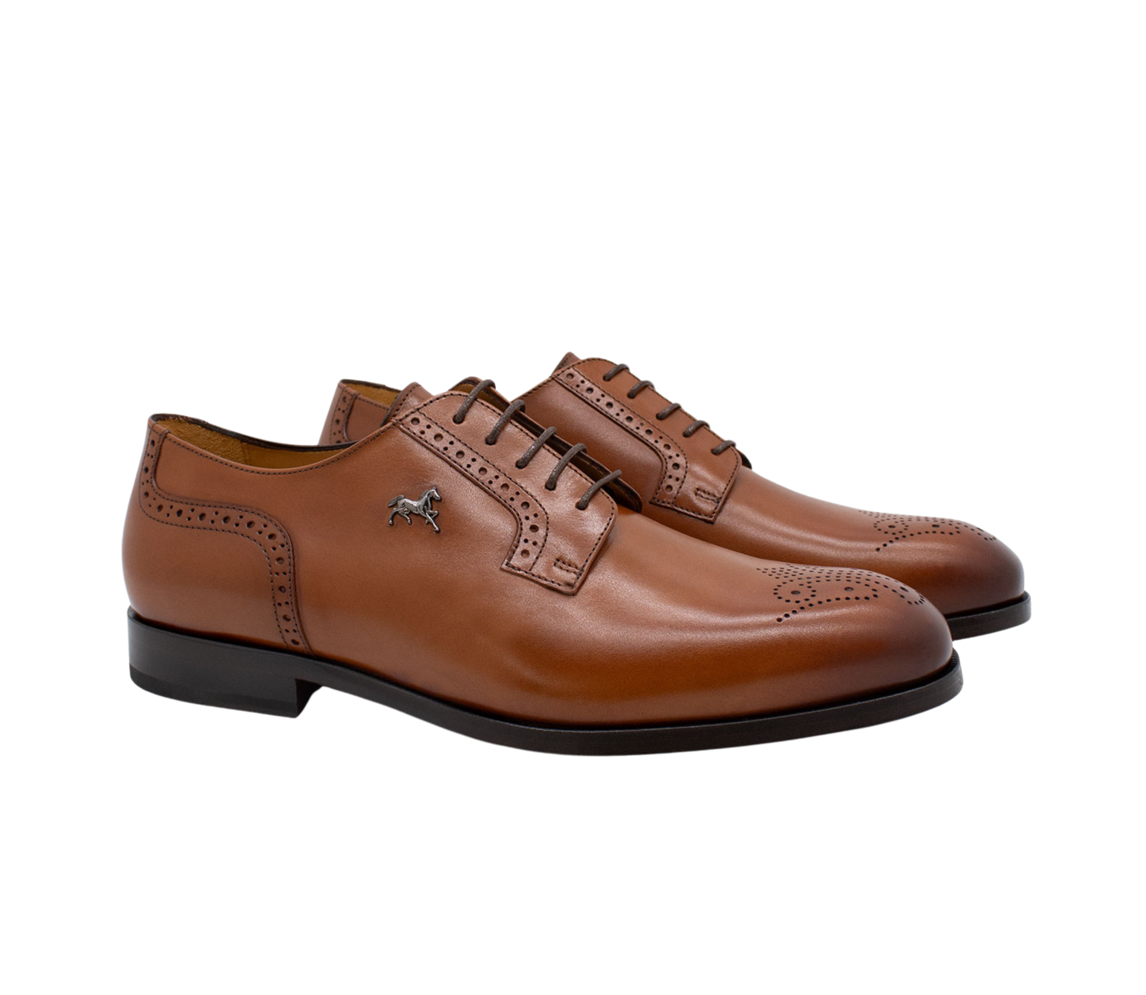 Cavalinho Cavalo Lusitano Leather Derby Brogue Shoes SKU 48060202.14 #color_Brown