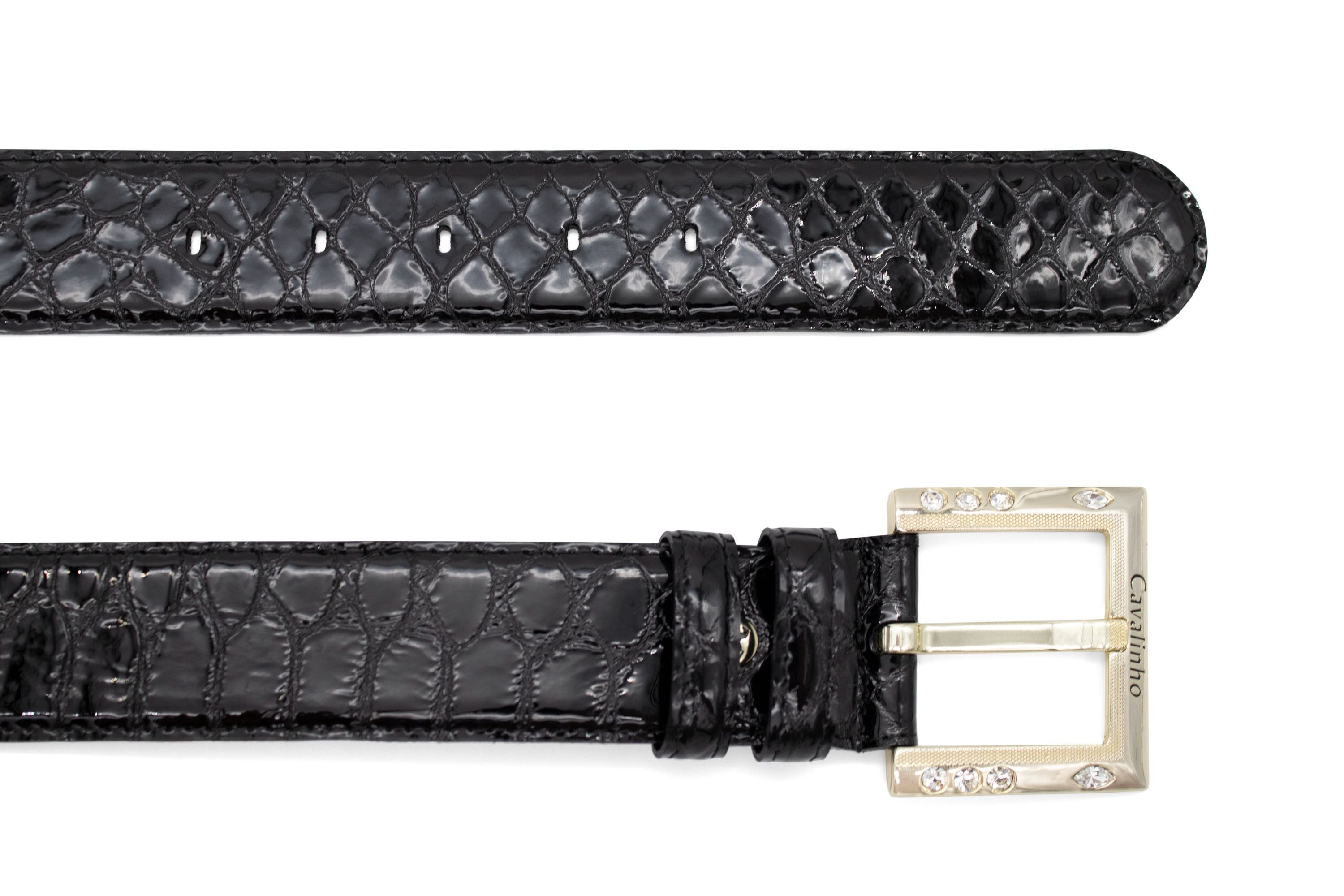 #color_ Black Gold | Cavalinho Gallop Patent Leather Belt - Black Gold - 58010810.01_3