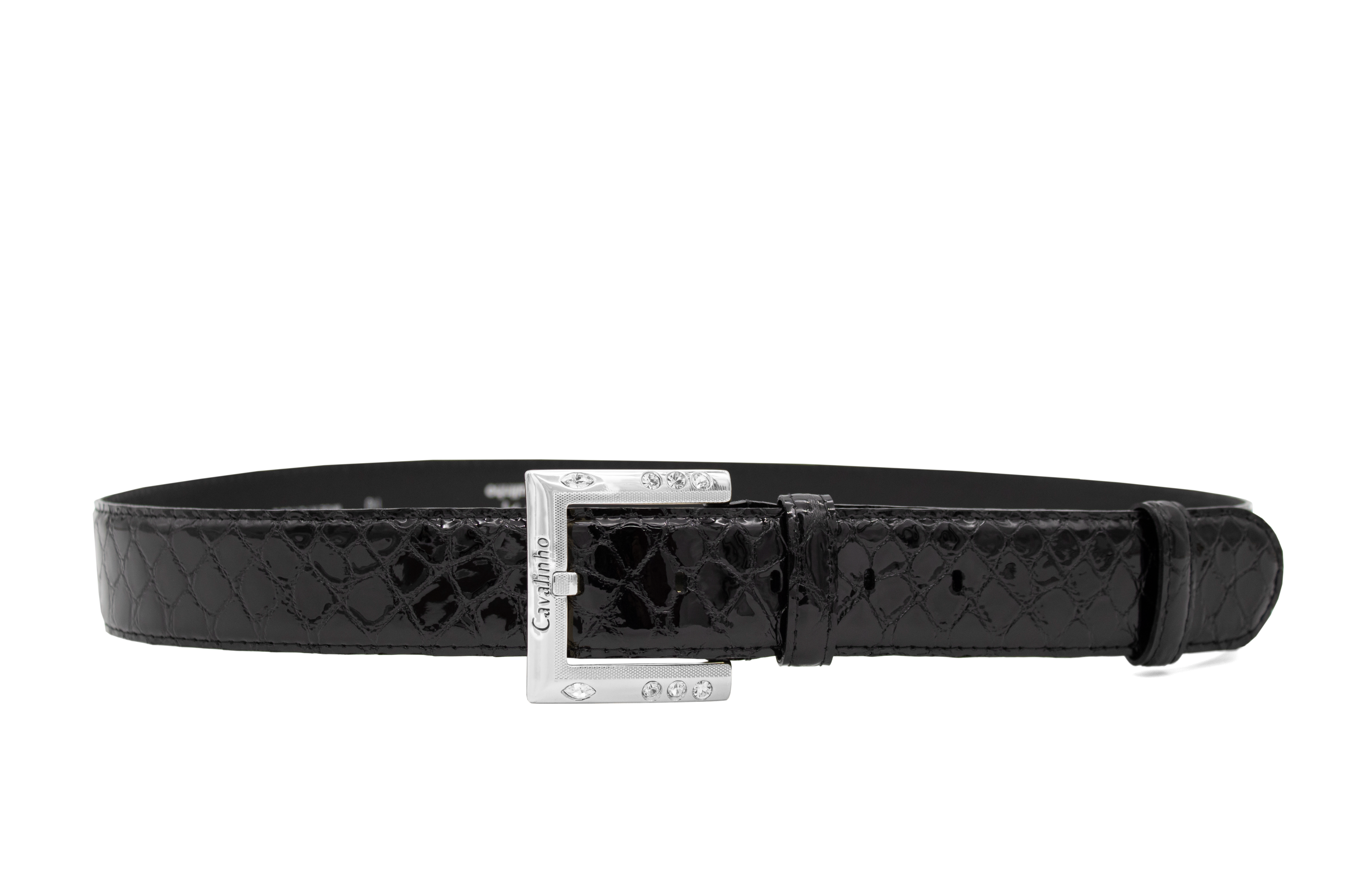 #color_ Black Silver | Cavalinho Gallop Patent Leather Belt - Black Silver - 58010810.S.01_1