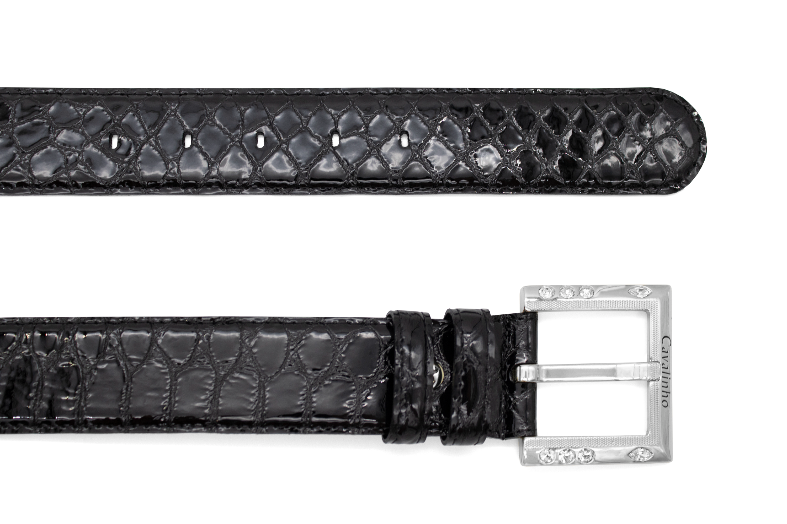 #color_ Black Silver | Cavalinho Gallop Patent Leather Belt - Black Silver - 58010810.S.01_3