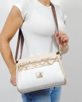 Cavalinho Grace Crossbody Bag SKU 18250373 #color_DarkOliveGreen / Beige, Beige / White, Navy / White, DarkRed / Beige, DarkRed / White, brown